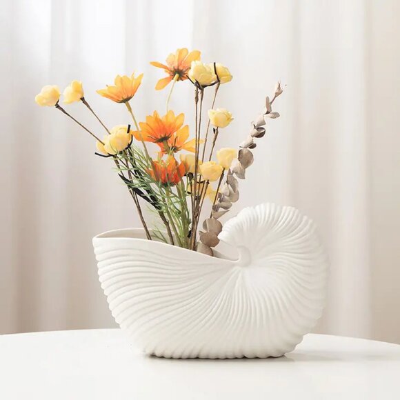 SAGEBROOK HOME 10in Nautilus Shell Indoor Planter Modern Contemporary Plant Pot - Picture 5 of 5
